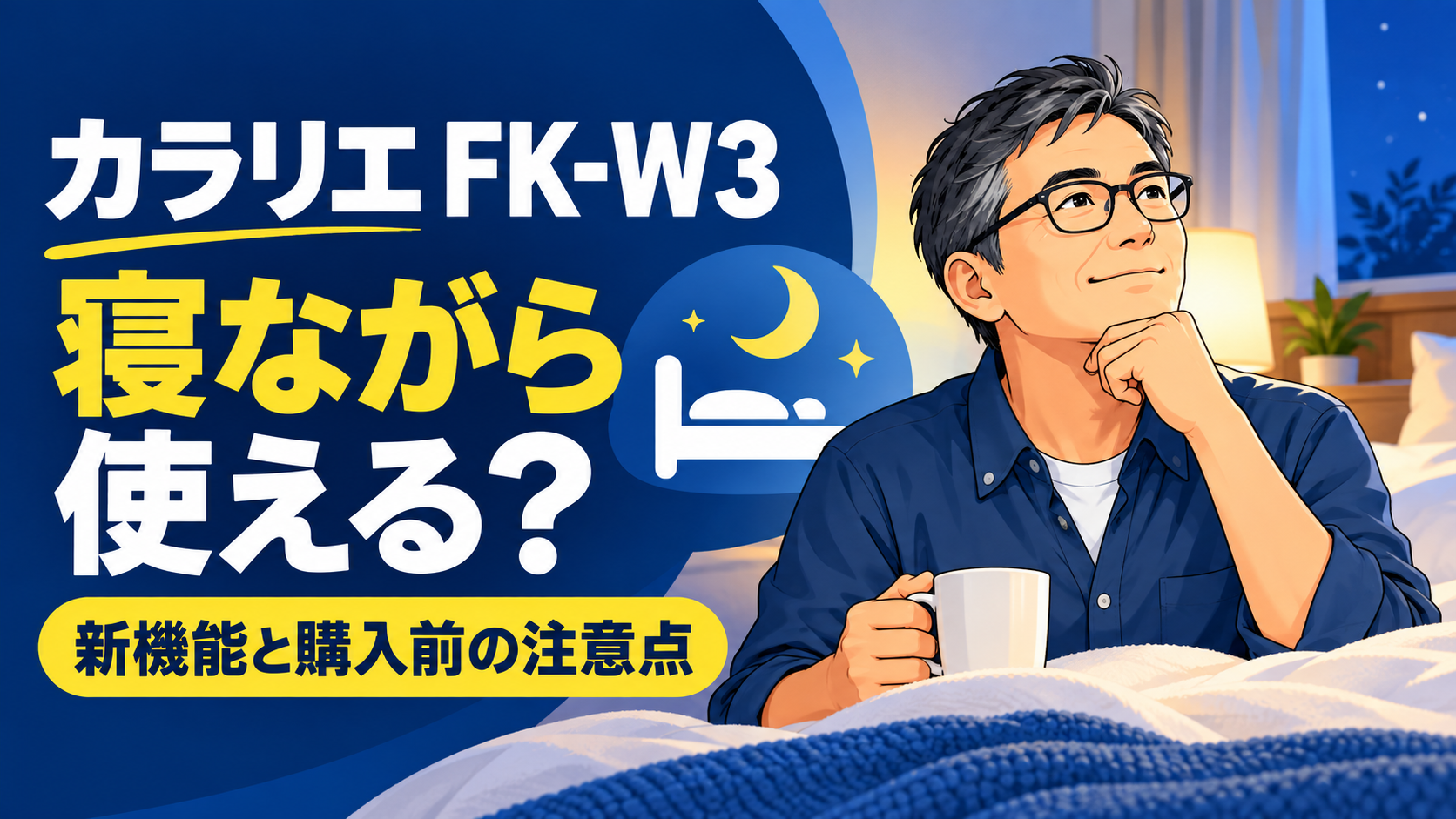 カラリエFK-W3の寝ながらモードと購入前の注意点を考える50代研究員のイメージ