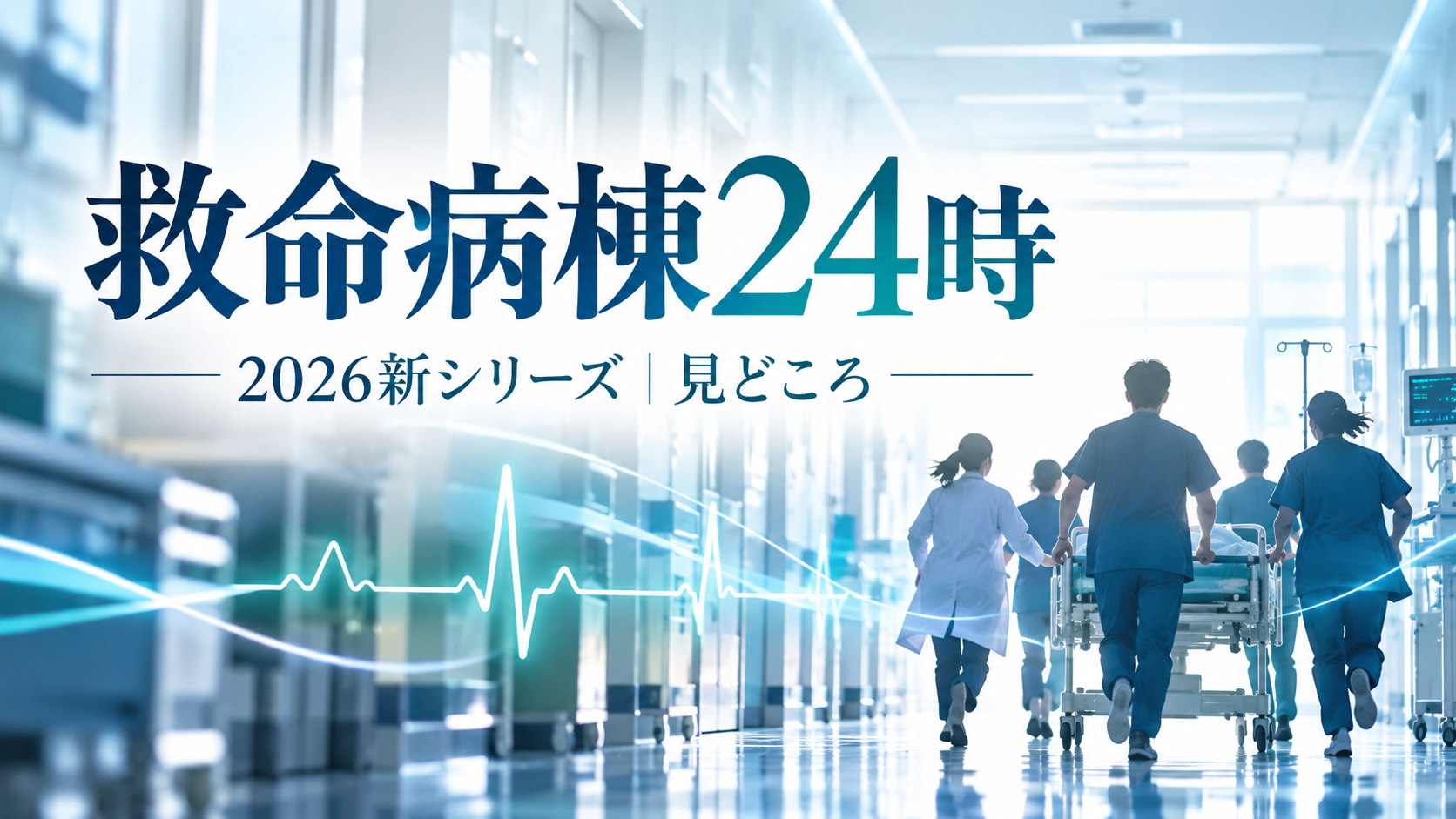 救命病棟24時2026新シリーズの見どころを表す、病院の廊下と医療チームのイメージ