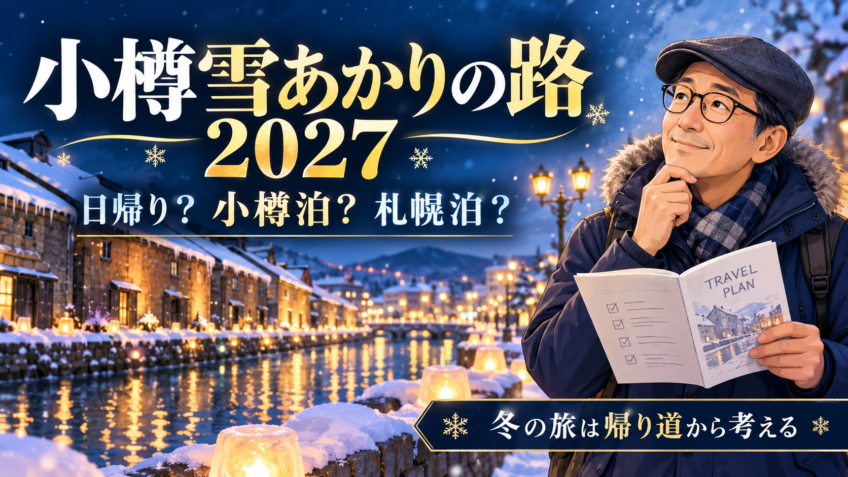小樽雪あかりの路2027の日帰り・小樽泊・札幌泊を考える冬の旅行イメージ